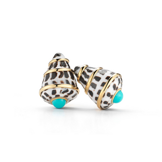 Seaman Schepps 18K Conus Ebraus Shell Earrings with Turquoise
