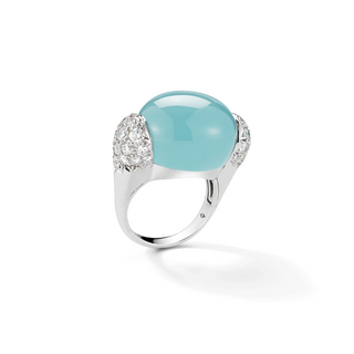 Seaman Schepps 18K White Gold Golf Ball Ring in Aquamarine