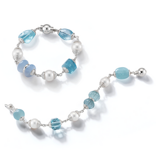 Seaman Schepps 18K White Gold Multi Blues Bracelet