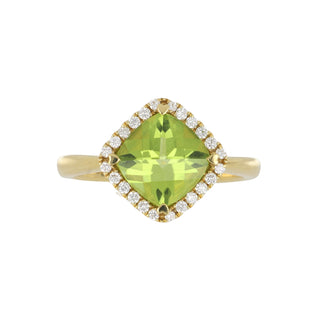 Lisa Nik 18K Gold Peridot Ring with Diamonds
