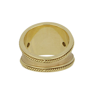 Mazza 14K Gold Cabochon Aquamarine Wide Band