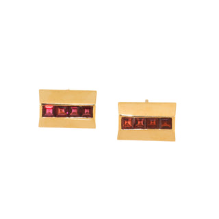 Vintage14K Gold Channel-Set Garnet Cufflinks