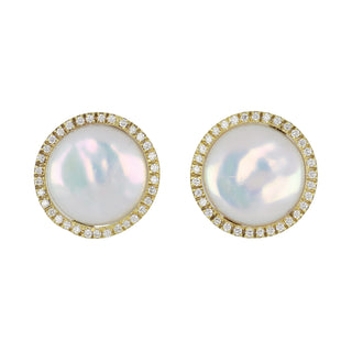 Mazza 14K Gold Freshwater Pearl Button Earrings