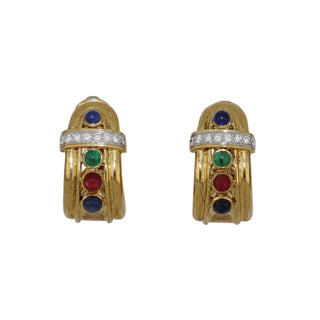 Vintage David Webb 18K Gold Cabochon Gemstone & Diamond Jewelry Suite