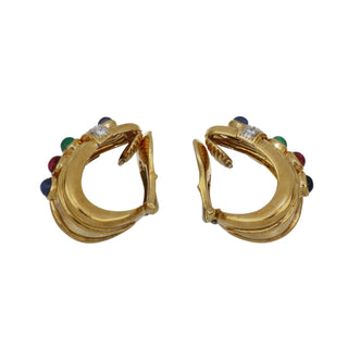 Vintage David Webb 18K Gold Cabochon Gemstone & Diamond Jewelry Suite