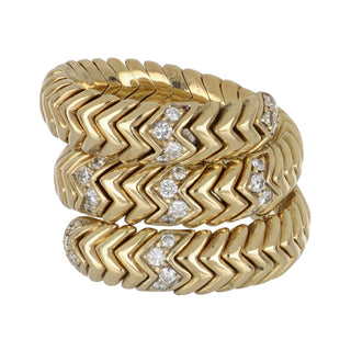 Vintage 1990 Bulgari 18K Gold Diamond Ring