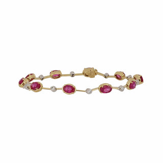 Vintage 1990 Two-Tone 18K Gold Ruby Bracelet with Diamonds