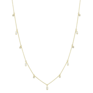 Shy Creation 14K Gold Diamond Chain Necklace with Stones