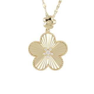 Shy Creation 14K Gold Flower Diamond Pendant