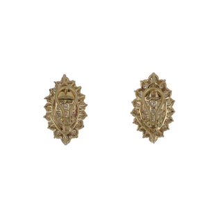 Vintage 18K Gold Diamond Leaf Day/Night Earrings