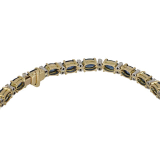 Vintage Two-Tone 18K Gold Sapphire Line Bracelet with Diamonds