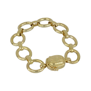Estate Elizabeth Locke 19K Gold Hammered Link Bracelet