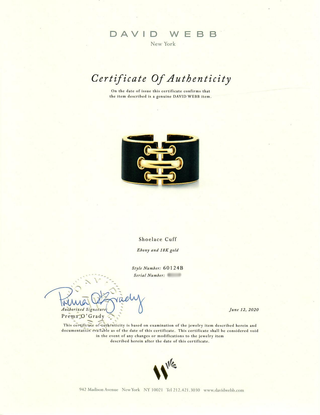 David Webb 18K Gold Ebony Bangle Bracelet