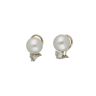 White G&PT South Sea Pearl Clip Earrings with Diamond