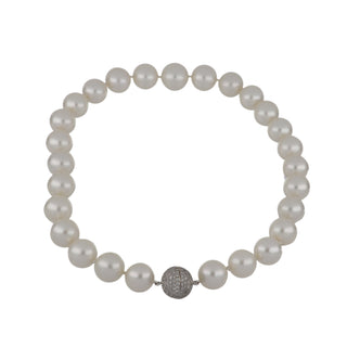 Estate Graduated South Sea Pearl Necklace with Diamonds