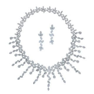 Estate 18K White Gold Cluster Diamond Jewelry Suite