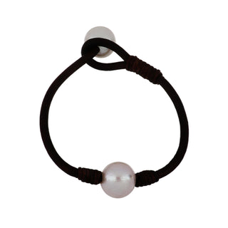 Vincent Peach Freshwater Pearl Leather Cord Bracelet