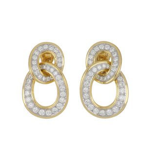 Vintage David Webb 18K Gold and Platinum Diamond Drop Clip Earrings