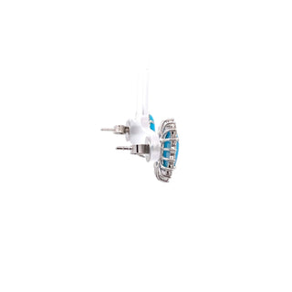 Maharaja 18K White Gold Turquoise and Diamond Stud Earrings