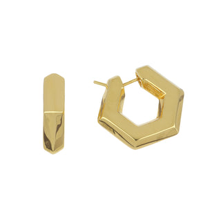 Antonio Papini 18K Gold Hexagon Hoop Earrings