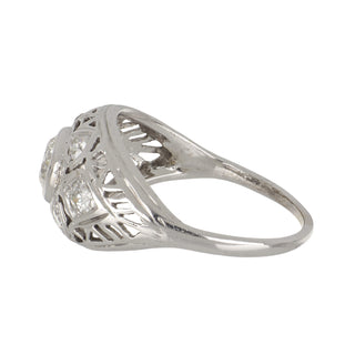Art Deco 14K White Gold Diamond Openwork Dome Ring