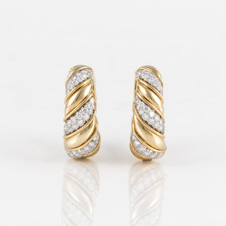 David Webb 18K Gold and Platinum Diamond Hoop Earrings