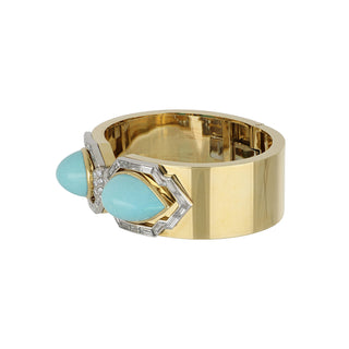 Estate David Webb 18K Gold Turquoise & Diamond Cuff Bracelet