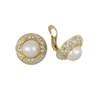 18K Gold Button Earrings with Diamonds