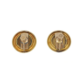Victorian 18K Gold Micro Mosaic Button Earrings