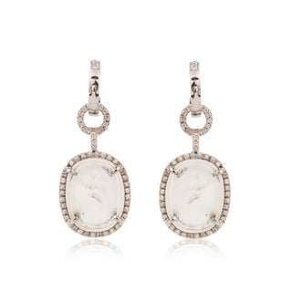 Estate 14K White Gold Venetian Glass Earrings