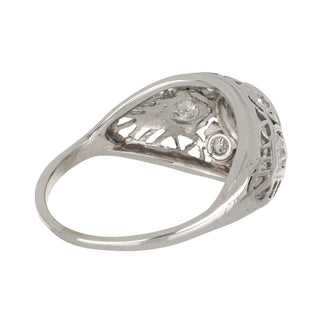 Art Deco 14K White Gold Diamond Openwork Dome Ring