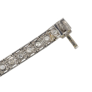 Art Deco Platinum Diamond Line Bracelet with Calibre-Cut Sapphires