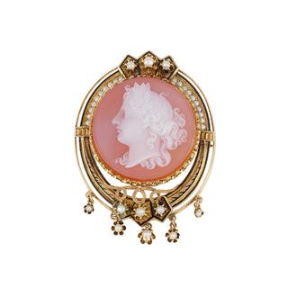 Victorian 14K Gold Cameo Pin