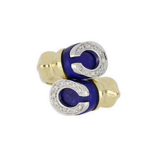 Vintage Fred Paris Lapis and Diamond Horse Hoof Bypass Ring
