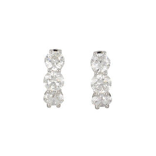Tenenbaum 18K White Gold Shared Prong Diamond Hoops