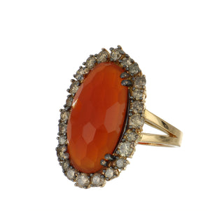 Suzanne Kalan 18K Rose Gold Chalcedony and Diamond Ring