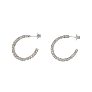 Vintage Platinum Diamond Hoop Earrings