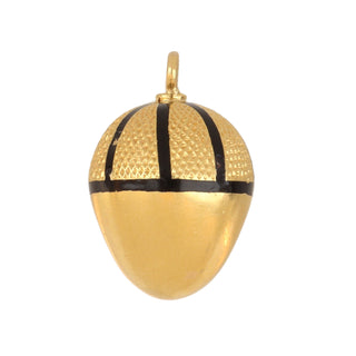 Victorian 18K Gold & Black Enamel Acorn Charm