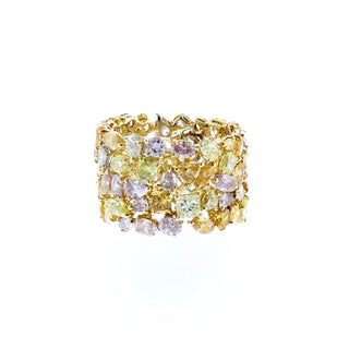 Estate 18K Gold Mixed Shape Fancy Color Diamond Eternity Band