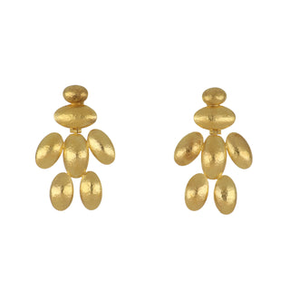 Vintage LaLaounis Textured 18K Gold Oval Drop Earrings