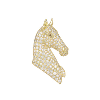 Vintage 1980s 18K Diamond Horse Pin