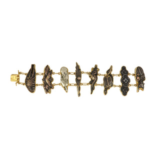 Victorian 14K Japanese Shakudo Menuki Link Bracelet