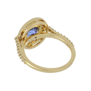 Tenenbaum 18K Gold Bezel-Set Sapphire Ring with Diamonds