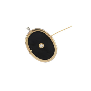 Art Deco Two-Tone Onyx Brooch/Pendant
