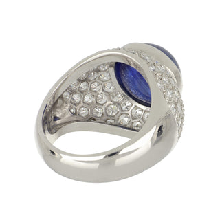 Estate Boodles 18K Cabochon Sapphire Cocktail Ring with Diamonds