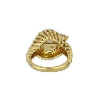 Estate Henry Dunay 18K Gold Cultured Pearl Ring