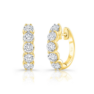 14K Gold Diamond Huggie Earrings