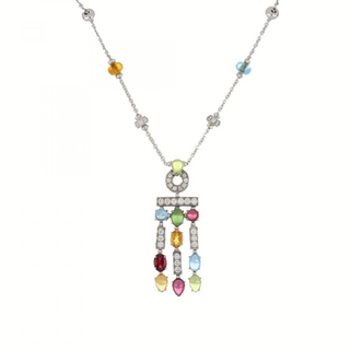Estate Bulgari 18K White Gold Multi-Gemstone & Diamond Allegra Necklace
