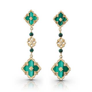 Buccellati 18K Gold Malachite Opera Color Pendant Earrings