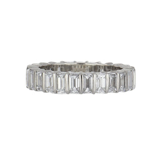 Vintage 1990s Platinum Emerald Cut Diamond Eternity Band